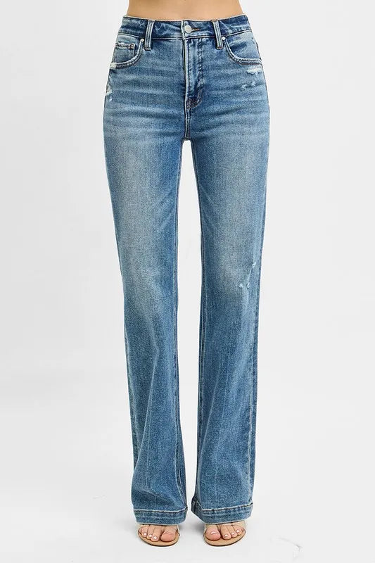 High-Waisted Flare Leg Denim Jeans