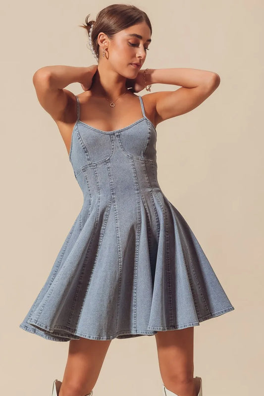 Chic Fit and Flare Denim Mini Dress