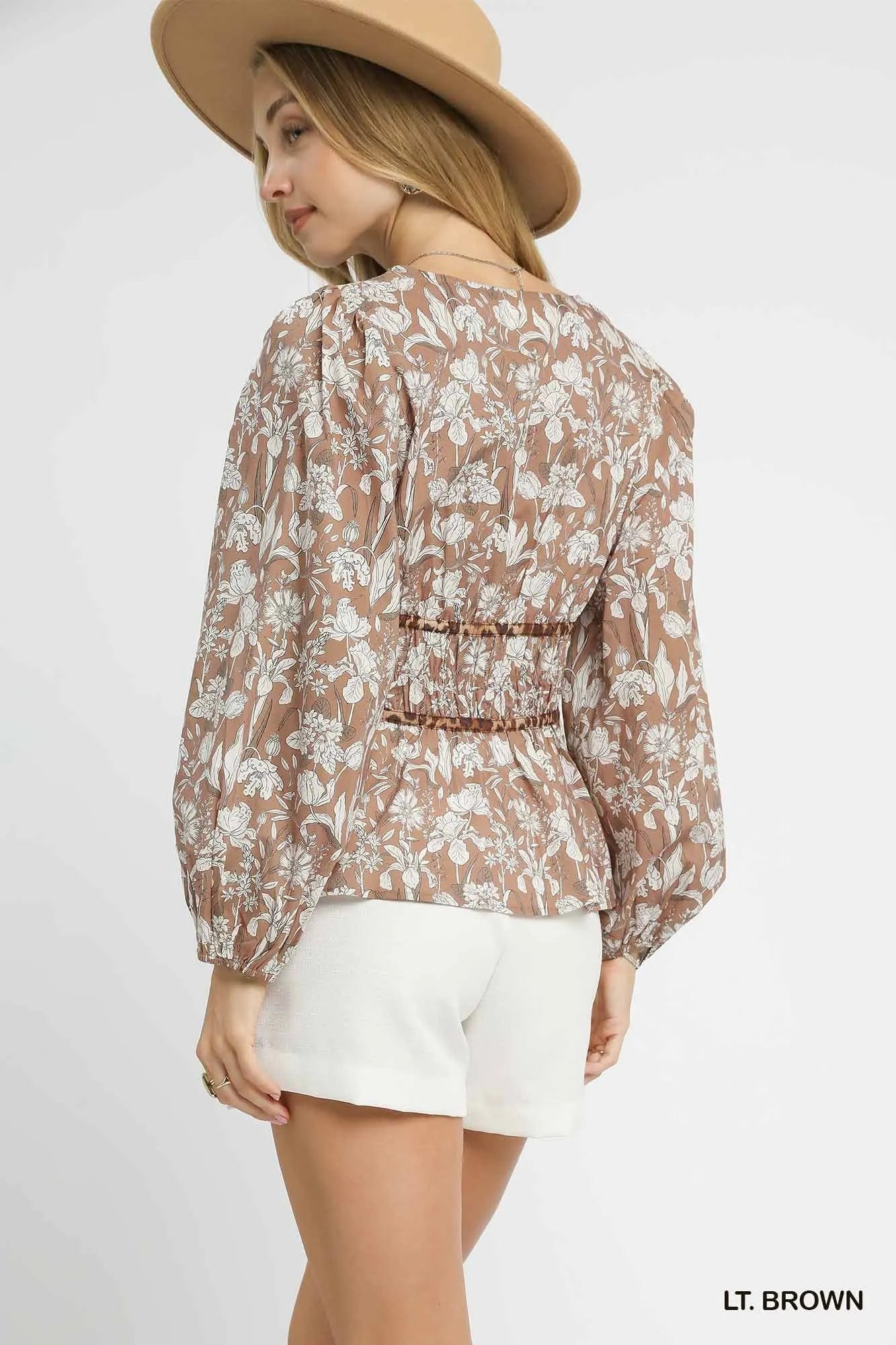 Boho Peplum Blouse with Adjustable Tie Accent