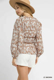 Boho Peplum Blouse with Adjustable Tie Accent