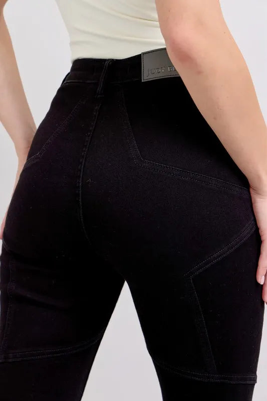 Full Size High Waist Star Seam Detail Flare Plus Size