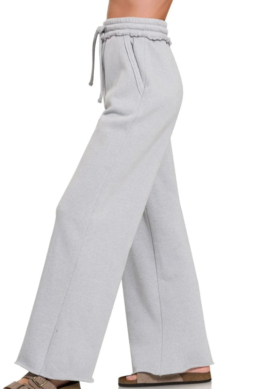 Fleece Exposed Seam Wide Leg Sweatpants