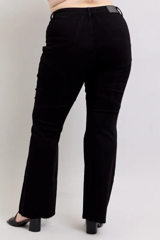 Full Size High Waist Star Seam Detail Flare Plus Size