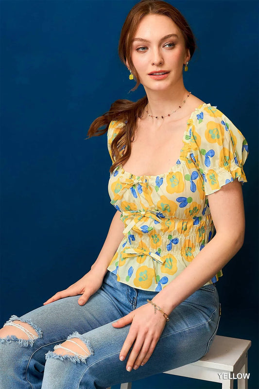Floral Textured Peplum Top