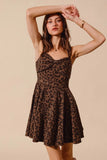 Leopard Print Sweetheart Flare Camisole Dress