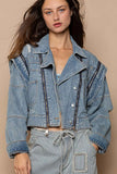 Oversized Cropped Jacket with Edgy Zipper Accents