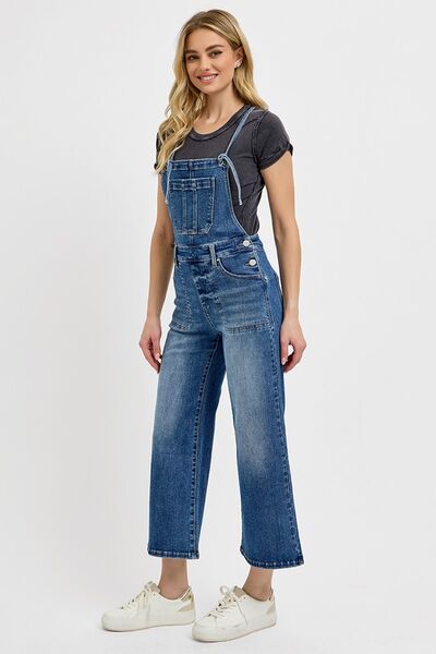 Full Size Knotted Strap Denim Overalls with Pockets Plus Size