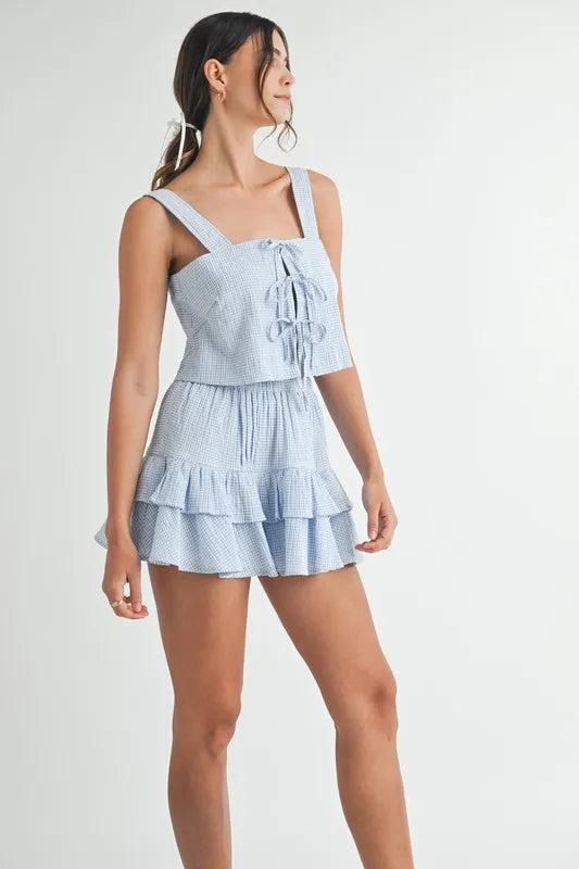Gingham Plaid Crop Top and Mini Skirt Set