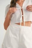 Crochet Lace Detail Crop Top and Shorts Set