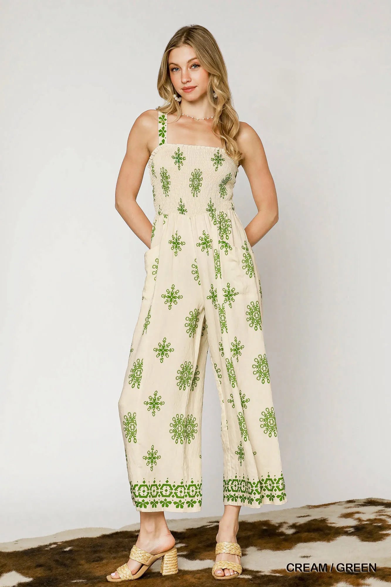 Tropical Pineapple Wide Leg Camisole Jumpsuit