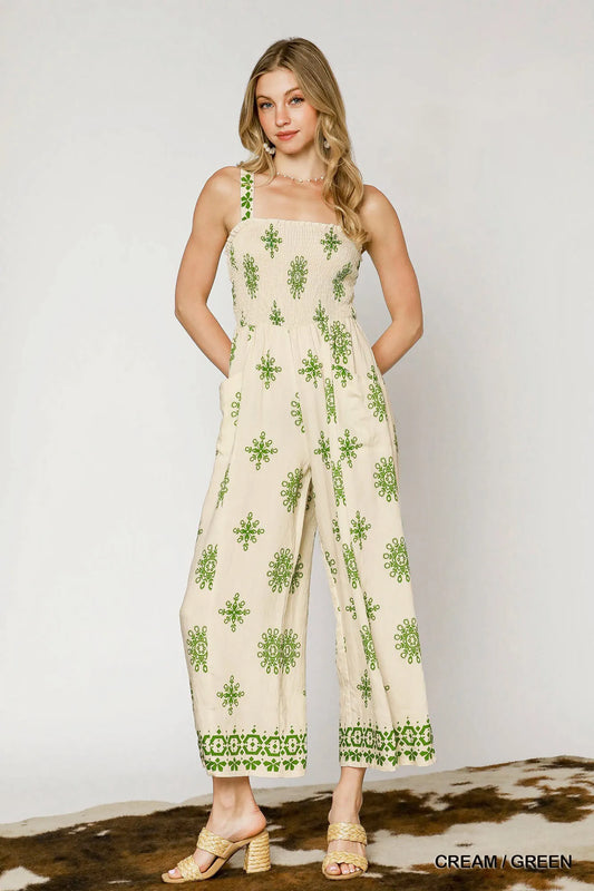 Tropical Pineapple Wide Leg Camisole Jumpsuit
