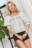 Smocked Puff Sleeve Peasant Blouse