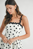 Polka Dot Mini Dress with Ricrac Trim Strap