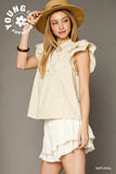 Bohemian Eyelet Ruffle Sleeve Top