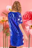 American Flag Theme Usa Print Sequin Dress
