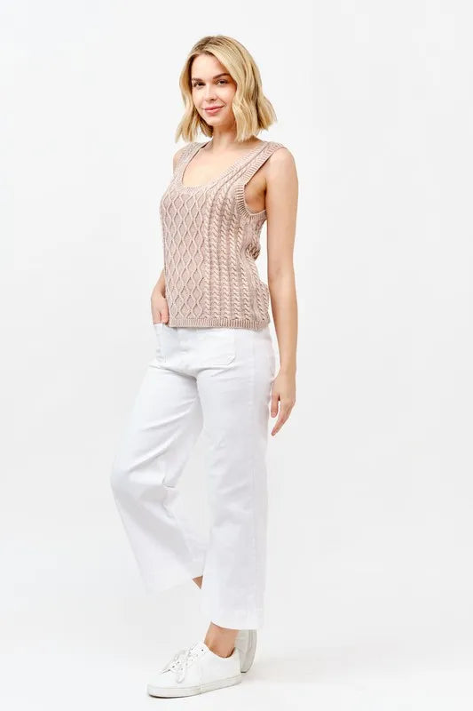 Washed Scoop Neck Sweater Tank