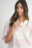 Oversized Stripe Polo Collar Sweater