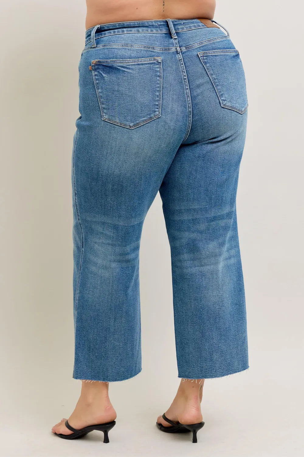 Plus Size High Waist Rigid Magic Destroy Hem Crop Wide