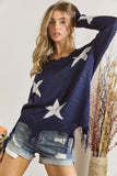 Distressed Star Sweater Top