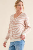 Leopard Zebra Combo Casual Sweater Top