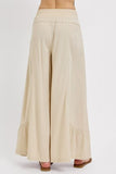 Shirring Detail Wide Leg Pants