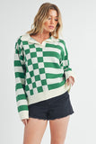 Striped & Checkered Drop Shoulder Sweater