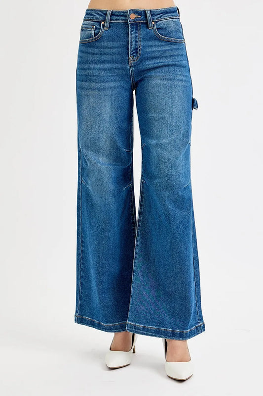 Full Size Patch High-Rise Wide Leg Jeans