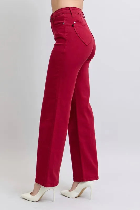 Full Size High Waist Heart Shaped Back Pockets 90's Straight Jeans Plus Size