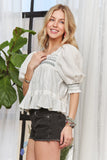 Smocked Puff Sleeve Peasant Blouse
