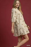 Embroidered Babydoll Dress with Vintage Floral Details