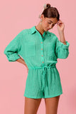 Textured Knit Button Front Romper