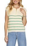 Full Size Ribbed Hem Striped Half Zip Sweater Vest Plus Size