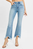 High Rise Crop Bootcut Fray Hem Jeans