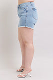 Full Size Tummy Control Raw Hem Denim Shorts Plus Size