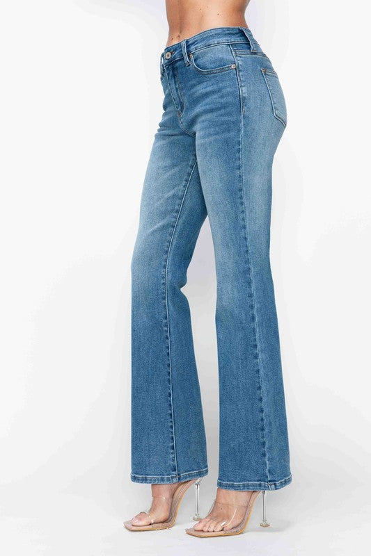 Full Size Cat's Whiskers Mid Rise Bootcut Jeans