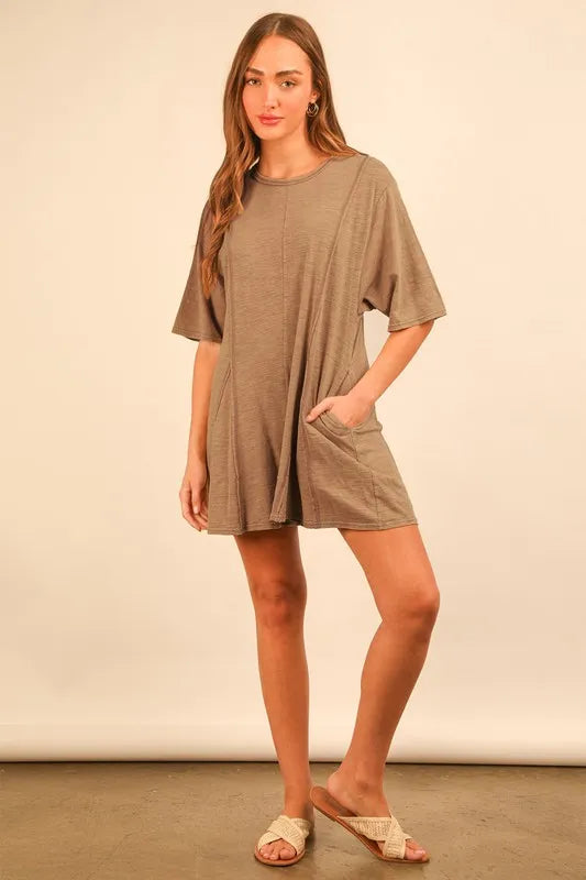 Mineral Washed Oversized Knit Comfy Romper