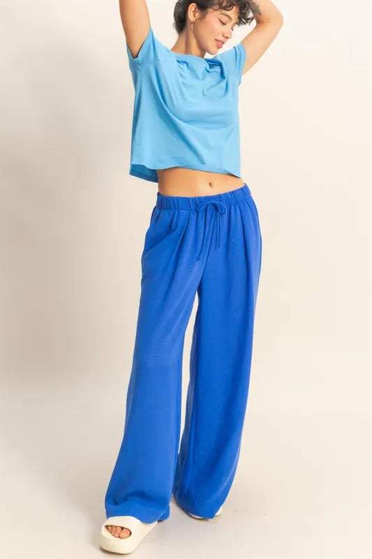 Elasticized Waist Wide Leg Pants