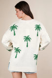 Palm Tree Graphic Oversized Knit Sweater