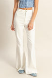 Raw Hem High-Waist Washed Flared Jeans