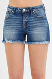 Full Size Low Rise Frayed Denim Shorts
