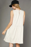Relaxed Fit Sleeveless Mini Dress with Drawstring Waist