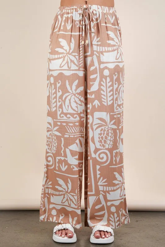 Printed Casual Wide Leg Resort Pants