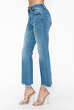 Raw Hem Distressed Mid Rise Crop Jeans
