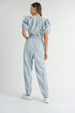 Eyelet Lace Ruffle Shoulder Jumpsuit