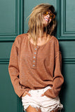 Mink Lurex Stitched Button Detail Top