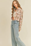 Plaid Flannel Crop Shirt Jacket