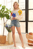Floral Patch Sweater Crop Top