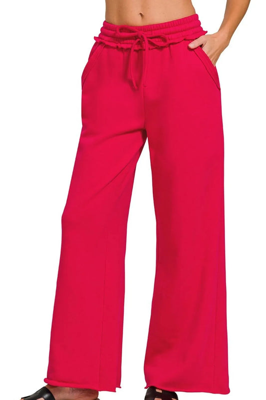 Fleece Exposed Seam Wide Leg Sweatpants