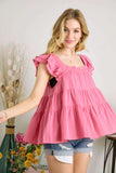 Ruffle Sleeve Babydoll Tunic Top