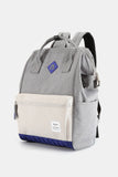 Contrast Waterproof Backpack Bag with External USB Port - Grey/Ivory